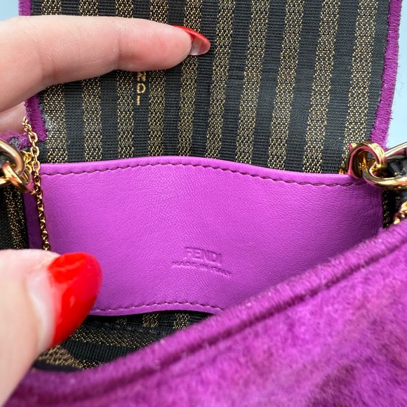 FENDI 2021 Nano Baguette Purple Shearling FF Buckle in Gold - Picture 6 of 7
